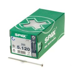 SPAX SPAANPLAATSCHROEF PLATVERZONKEN KOP VERZINKT POZIDRIV 5.0X120MM (PER 200 STUKS)