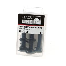 BLACKLINE SLOTBOUT+MOER+SLUITRING HCP ZWART M8X60 (5)
