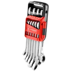 FACOM SET 10 ANTI SLIP STEEKRINGRATELSLEUTELS, METRISCH, IN HOUDER 467