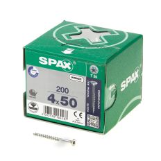SPAX SPAANPLAATSCHROEF PLATVERZONKEN KOP VERZINKT T-STAR T20 DEELDRAAD 4.0X50MM (PER 200 STUKS)