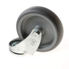 ZWENKWIEL MET BOUTGAT, GRIJS RUBBER WIEL MET GLIJLAGER, 65KG 100MM