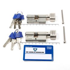 SET KNOPCILINDERS DUBBEL (2 STUKS) 30/30 (BUI./BIN.) VOORZIEN VAN SKG ***, MET CERTIFICAAT EN 6 SLEUTELS