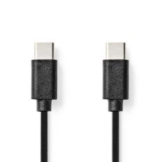 USB-KABEL | USB 2.0 | USB-C™ MALE | USB-C™ MALE | 60 W | 480 MBPS | VERNIKKELD | 1.00 M | ROND | PVC | ZWART | LABEL