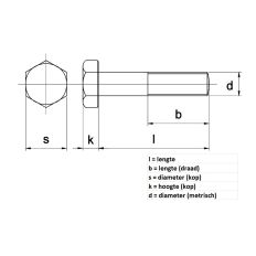 ZESKANTBOUT STAAL 8.8 VERZINKT M12 X 50MM
