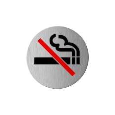 GPF042009830 RVS GEBORSTELD, PICTOGRAM ROOKVERBOD ROND 75MM ZELFKLEVEND