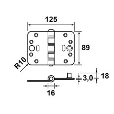 SMART EASYFIX VEILIGHEIDSSCHARNIER/89X125X3/RONDHOEK/STAAL TOPCOAT/SKG3