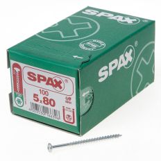 SPAX SPAANPLAATSCHROEF CILINDERKOP VERZINKT T-STAR T20 5.0X80MM (PER 100 STUKS)