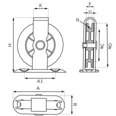 DWARSKATROL POLYAMIDE WIEL 40MM ELEKTROLYT VERZ