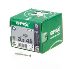 SPAX SPAANPLAATSCHROEF PLATVERZONKEN KOP VERZINKT POZIDRIV 3.5X45MM (PER 200 STUKS)