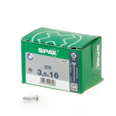SPAX SPAANPLAATSCHROEF PLATVERZONKEN KOP VERZINKT POZIDRIV 3.5X16MM (PER 200 STUKS)
