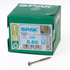 SPAX SPAANPLAATSCHROEF MET BOORPUNT RVS T20 DEELDRAAD 5X60MM (PER 100 STUKS)
