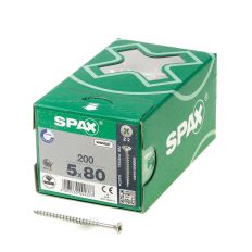 SPAX SPAANPLAATSCHROEF PLATVERZONKEN KOP VERZINKT POZIDRIV 5.0X80MM (PER 200 STUKS)