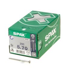 SPAX SPAANPLAATSCHROEF PLATVERZONKEN KOP VERZINKT POZIDRIV DEELDRAAD 5.0X70MM (PER 200 STUKS)