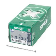 SPAX SPAANPLAATSCHROEF PLATVERZONKEN KOP VERZINKT T-STAR T20 DEELDRAAD 5.0X120MM (PER 200 STUKS)