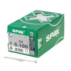 SPAX SPAANPLAATSCHROEF PLATVERZONKEN KOP VERZINKT T-STAR T20 DEELDRAAD 5.0X100MM (PER 200 STUKS)