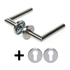 D4E DEURKRUK OP ROZET (INC PC) RVS304 L-90GR DESIGN
