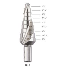 HSS TRAPPENBOOR STOOMONTLATEN, NR.3 / ø1/4"-3/4"