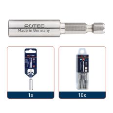 NIET MAGN.BITHOUDER E6,3X60MM MET C-RING VOOR RVS-BITS