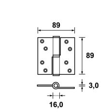 AXA KOGELSTIFTPAUMELLE 89X89 MM TGS DIN LINKS RECHTE HOEKEN